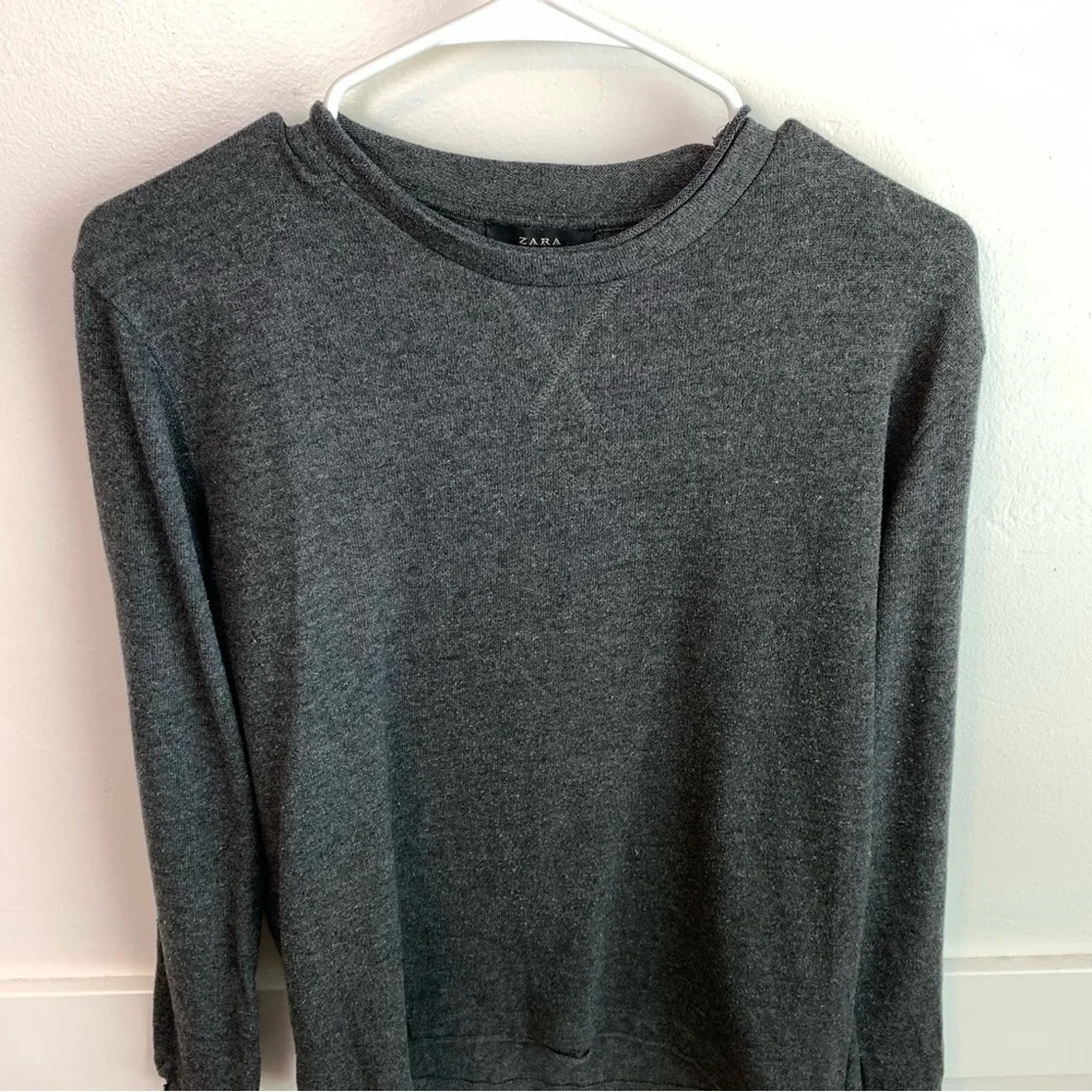 Zara Dark Gray Crewneck Long Sleeve Sweater